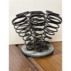 Vtg 1940s Floral Frog Coil Candleholder by National Tinsel Manufacturing Co
